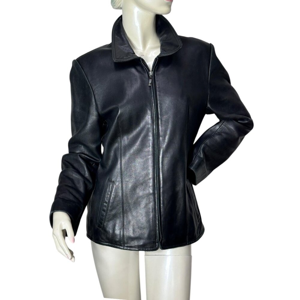 1990s Vintage black lambskin jacket by Adler Collection Size PM
